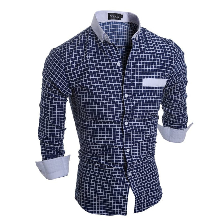 Luxury Mens Slim Fit Shirt Plaid Mens Shirts Slim Fit Cotton Long Sleeve Formal Dress Casual Social Plus Size Shirt BENNYS 