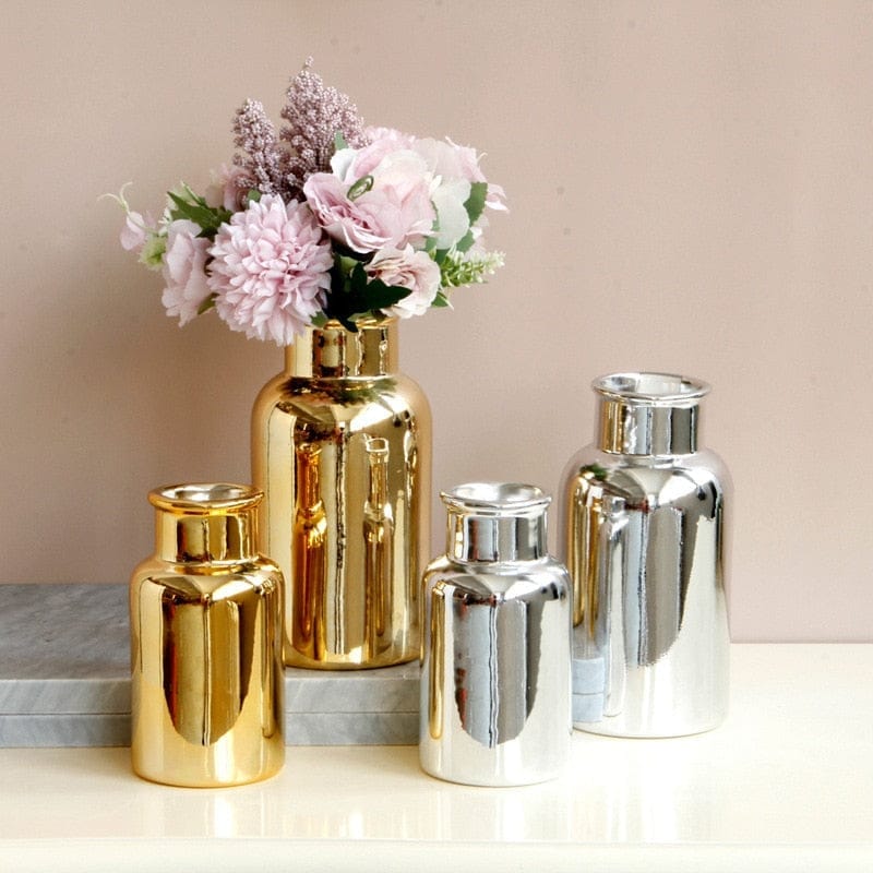 Luxury Nordic gold silver ceramic tabletop vase BENNYS 