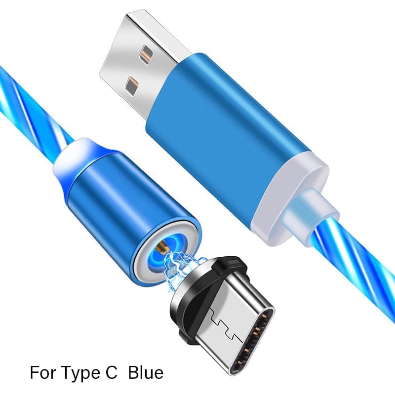 Magnetic Charger Cable LED Glow Flowing USB Charge Type C/Micro USB/8 Pin BENNYS 