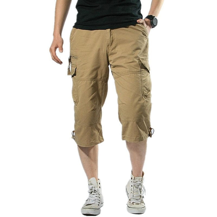 Male Shorts Multi Pocket Summer Loose Zipper Beach Khaki BENNYS 