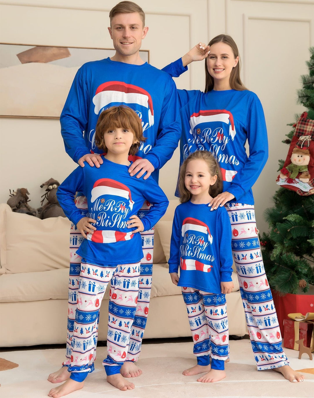 Matching Family Pajamas Sets Christmas PJ's Letter Print Top And Plaid Pants Jammies Sleepwear BENNYS 