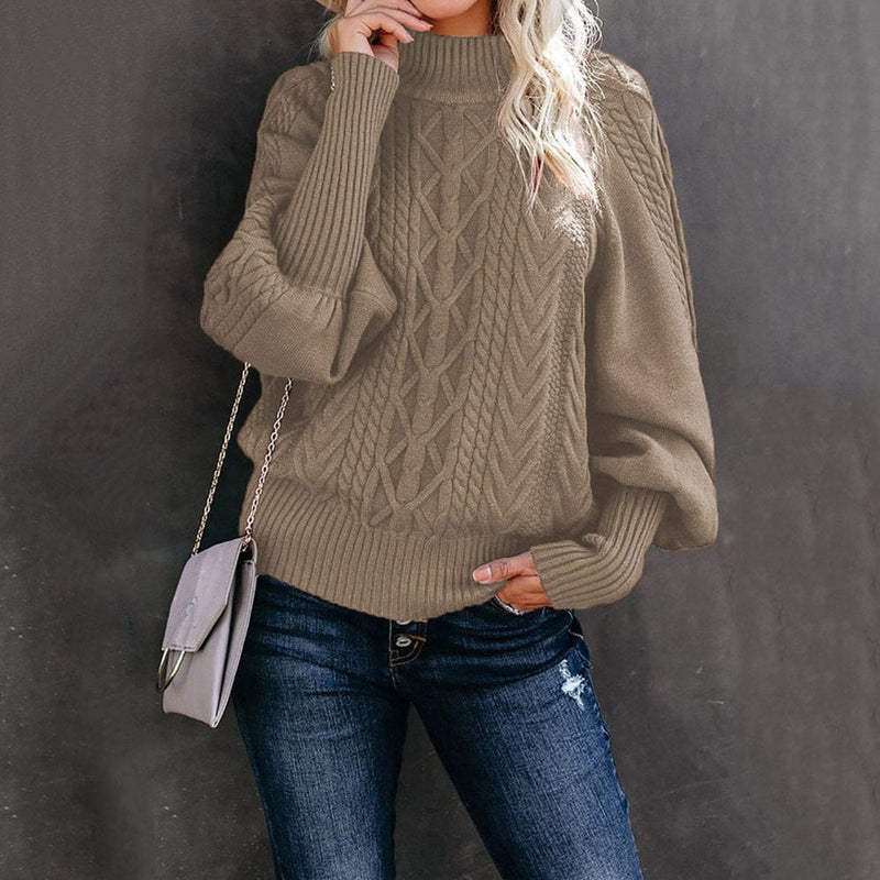 Medium Neck Sweater Women's Loose Long Sleeve Knitted Sweats BENNYS 