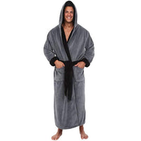 Men BathRobe Flannel Hooded Thick Casual Winter BENNYS 
