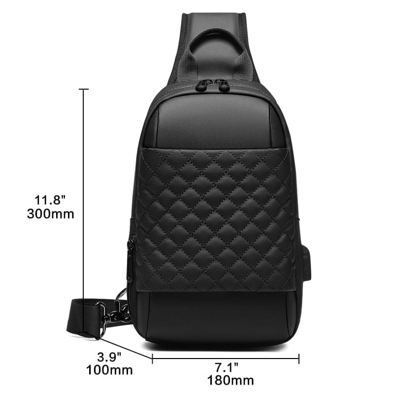 Men Black Crossbody Bags men for 7.9" iPad Waterproof Shoulder Bag USB BENNYS 