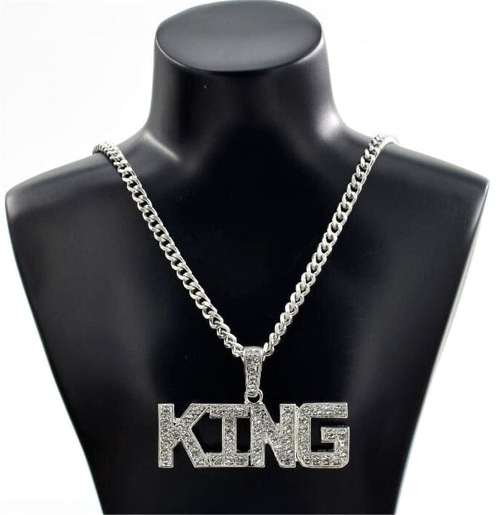 Men Hip Hop Full Rhinestone King Shape Bling Pendants BENNYS 