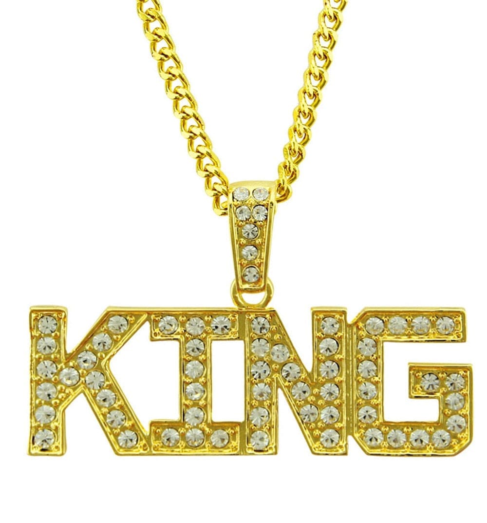 Men Hip Hop Full Rhinestone King Shape Bling Pendants BENNYS 