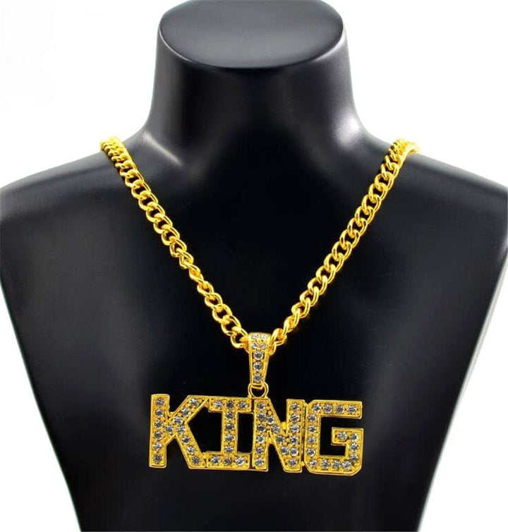 Men Hip Hop Full Rhinestone King Shape Bling Pendants BENNYS 