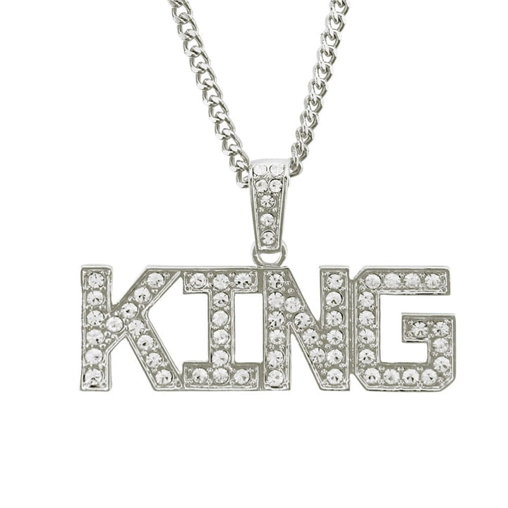 Men Hip Hop Full Rhinestone King Shape Bling Pendants BENNYS 