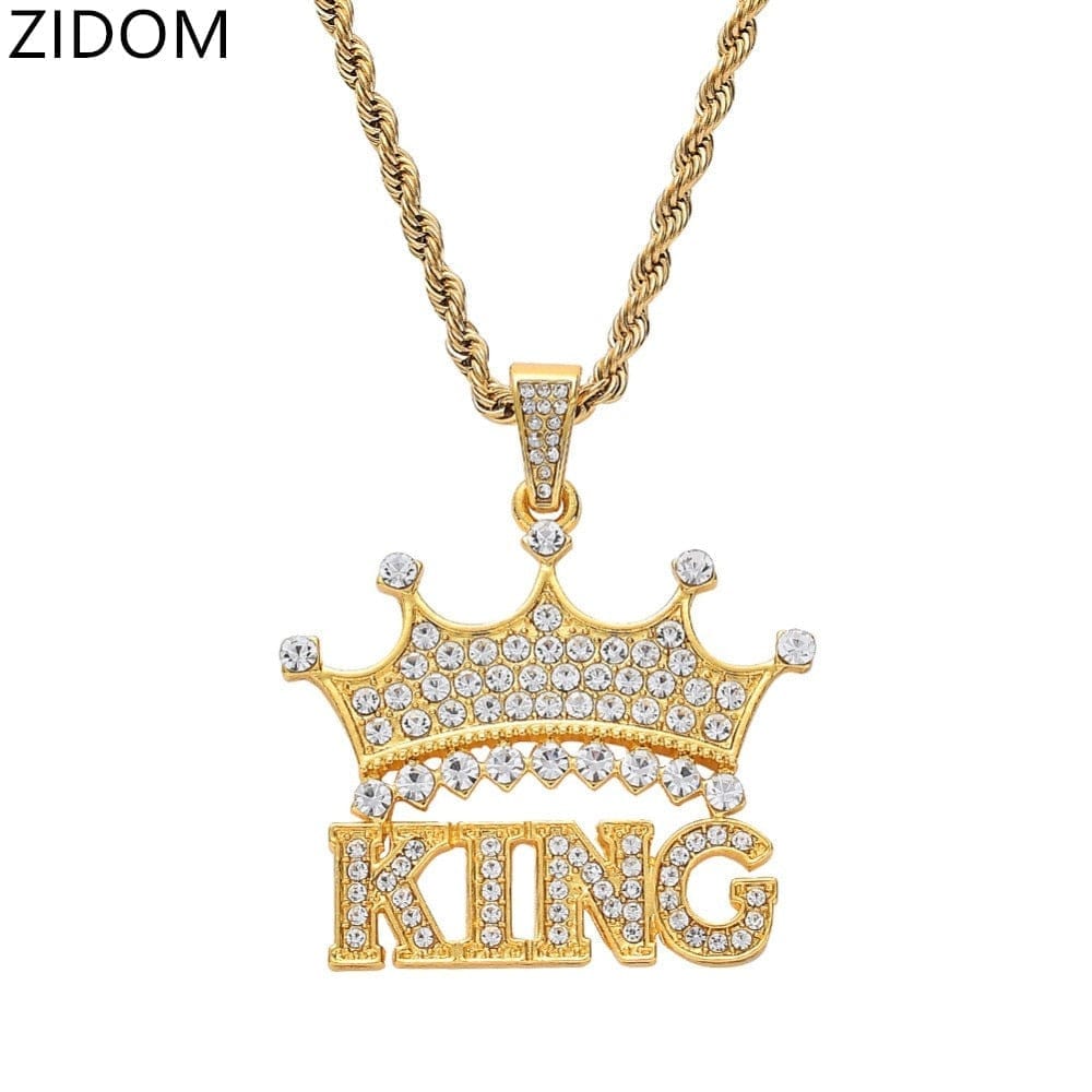 Men Hip Hop Iced Out Bling King AAA Zircon Necklace BENNYS 