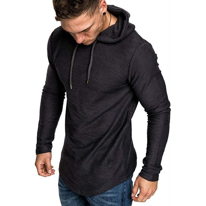 Men Hoodie Sweatshirt Casual Long Sleeve Slim Tops Gym T-shir Khaki / XL