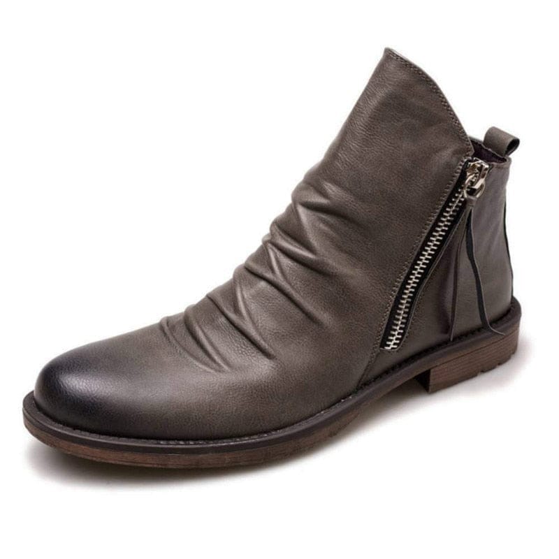 Men Leather Boots 2020 Fashion High-top Tassel Zip PU Leather Shoes Size 48 BENNYS 