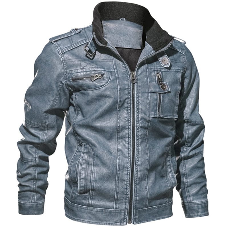 Men PU Leather Jacket Casual Thick Motorcycle Jacket BENNYS 