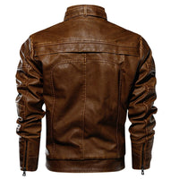 Men PU Leather Jacket Thick Motorcycle Leather Jacket Fashion Vintage Fit Coat BENNYS 