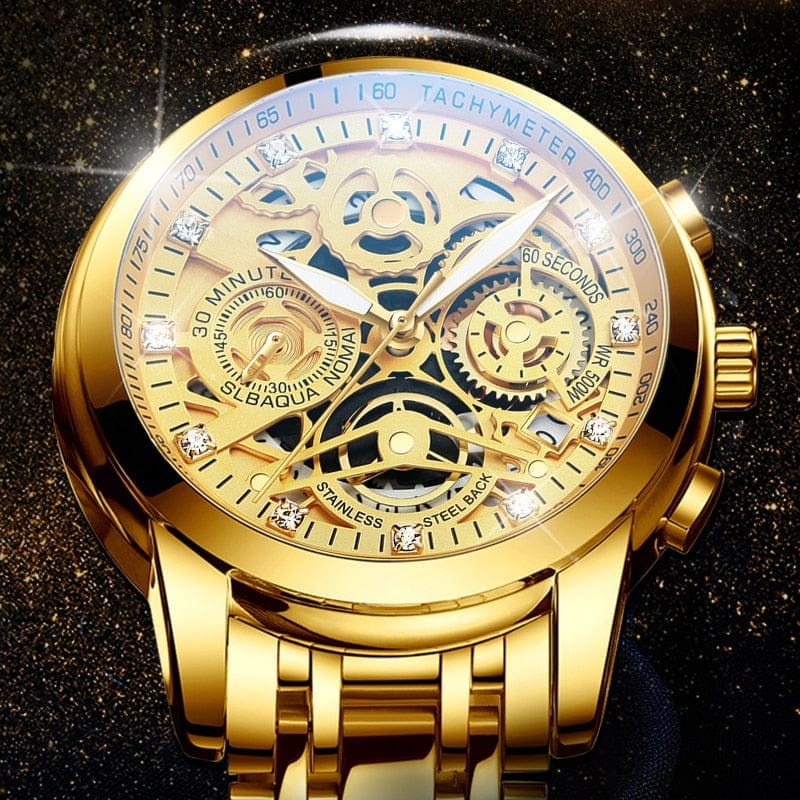 Men Watches Luxury Top Brand Gold Watch Stainless Steel Wristwatch BENNYS 