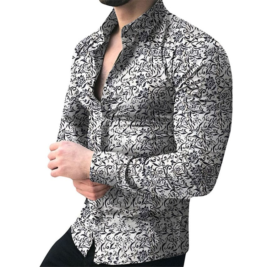 Men brand Long Sleeve Shirt Floral Casual Shirts BENNYS 