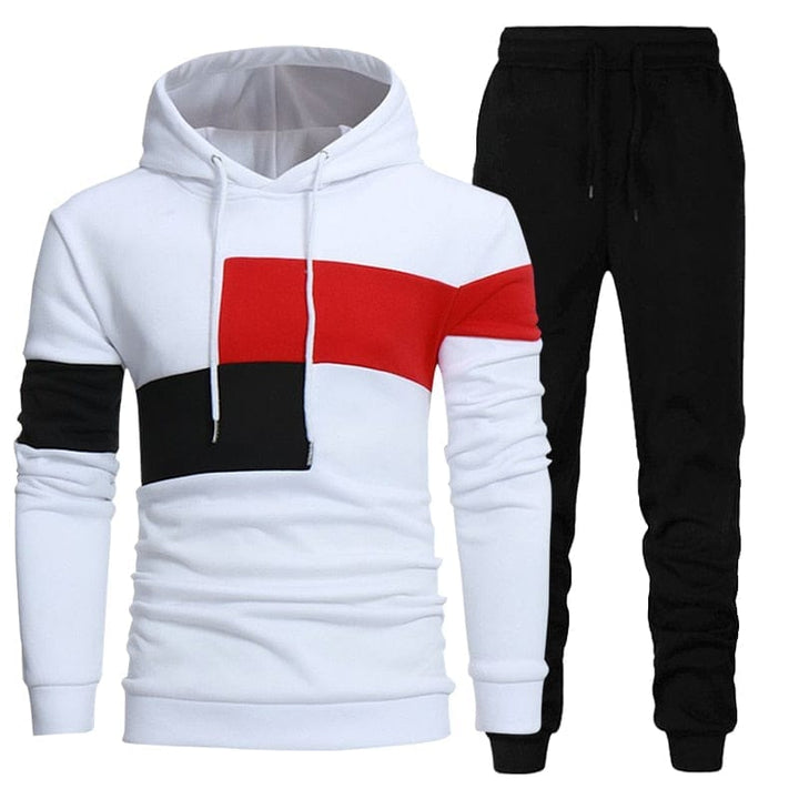 Men's 2 Piece Set Patchwork Hoodies + Pants Sports Casual Fashion Tracksuit BENNYS 