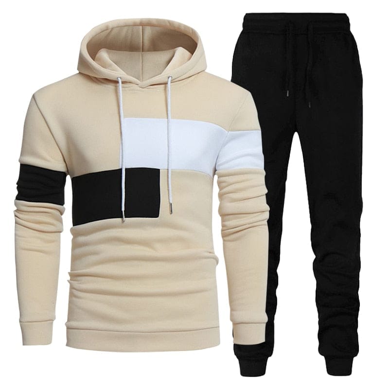 Men's 2 Piece Set Patchwork Hoodies + Pants Sports Casual Fashion Tracksuit BENNYS 