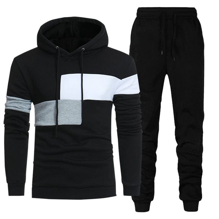 Men's 2 Piece Set Patchwork Hoodies + Pants Sports Casual Fashion Tracksuit BENNYS 