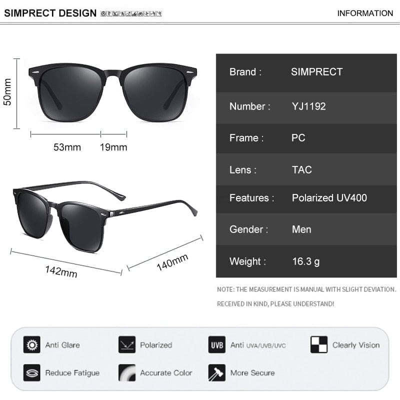Men's 2021 Retro Mirror Square Sunglasses Vintage Anti-Glare Sunglasses BENNYS 