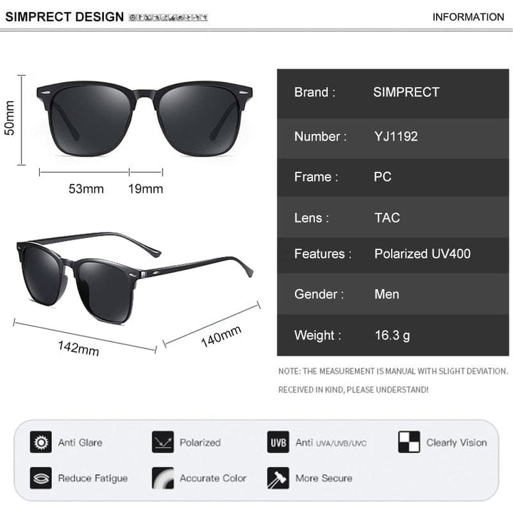 Men's 2021 Retro Mirror Square Sunglasses Vintage Anti-Glare Sunglasses BENNYS 