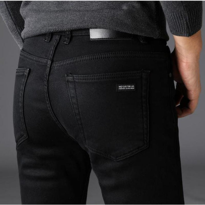 Men's Black Slim Jeans Classic Style Business Stretchy Denim Pants BENNYS 