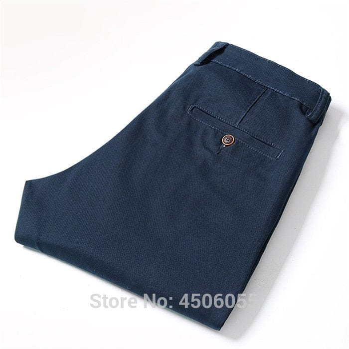 Blue Slim Fit Cotton Pants for Men by