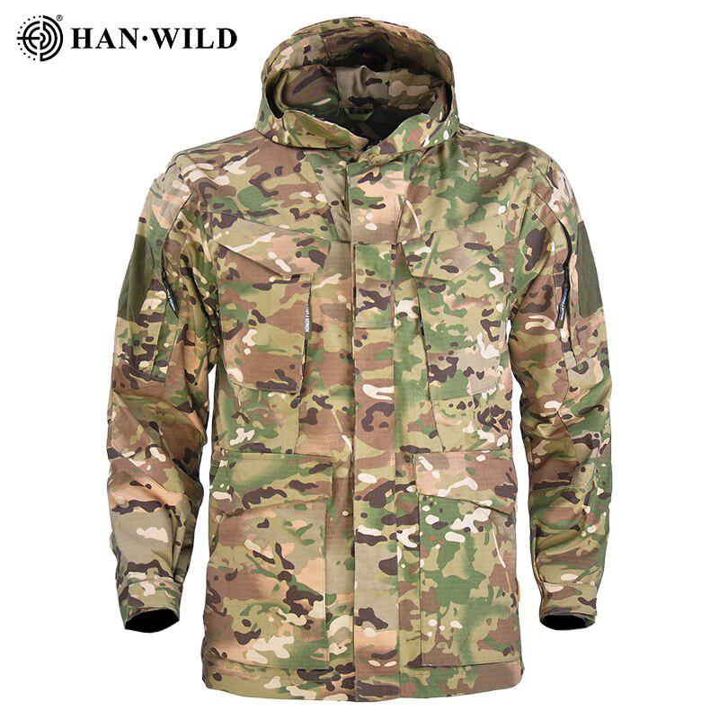 Men's Camo Hunting Clothes Military Tactical Jackets with Hood Black / XXXL-90-100kg