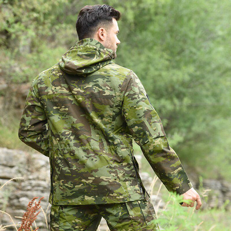 Men's Camo Hunting Clothes Military Tactical Jackets with Hood Wolf Brown / XL-70-80kg