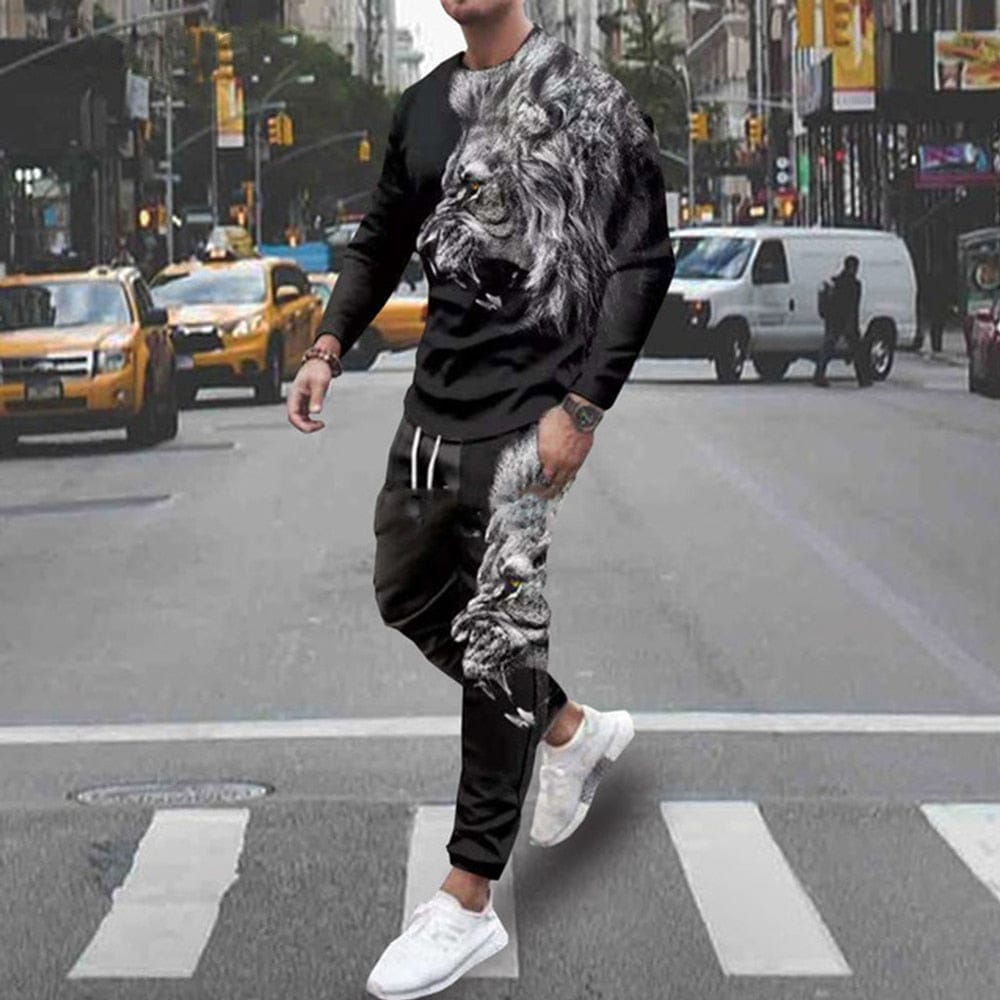 Men's Clothes Men's Long Sleeves T-shirt+Pants 2Pcs Sets BENNYS 