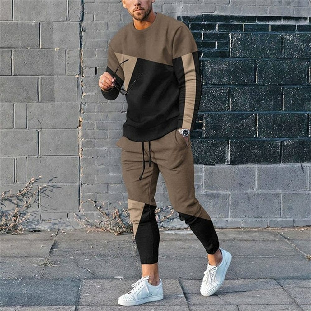 Men's Clothes Men's Long Sleeves T-shirt+Pants 2Pcs Sets BENNYS 