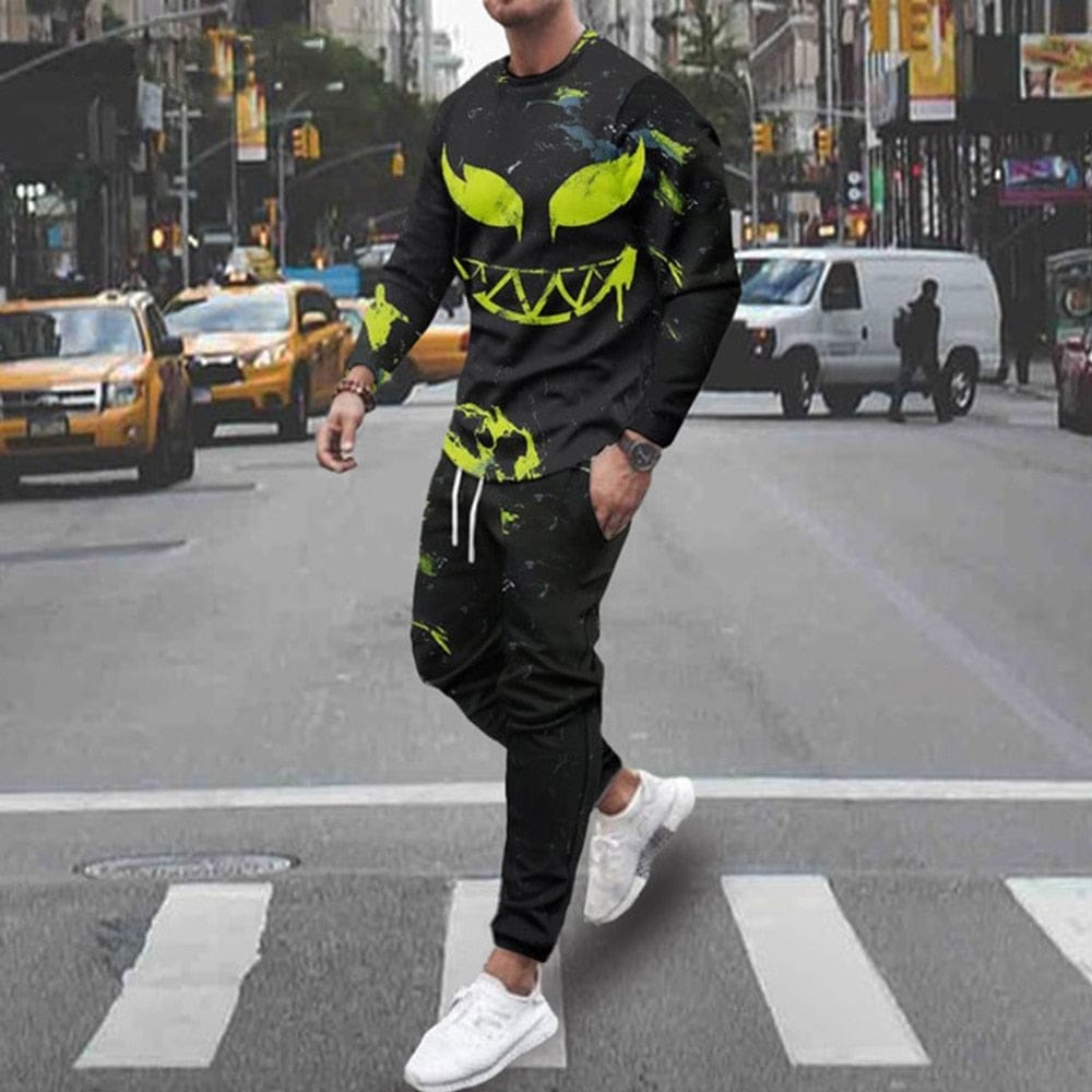 Men's Clothes Men's Long Sleeves T-shirt+Pants 2Pcs Sets BENNYS 