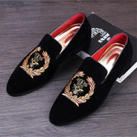 Men's Fashion Suede Leather Embroidery Loafers BENNYS 