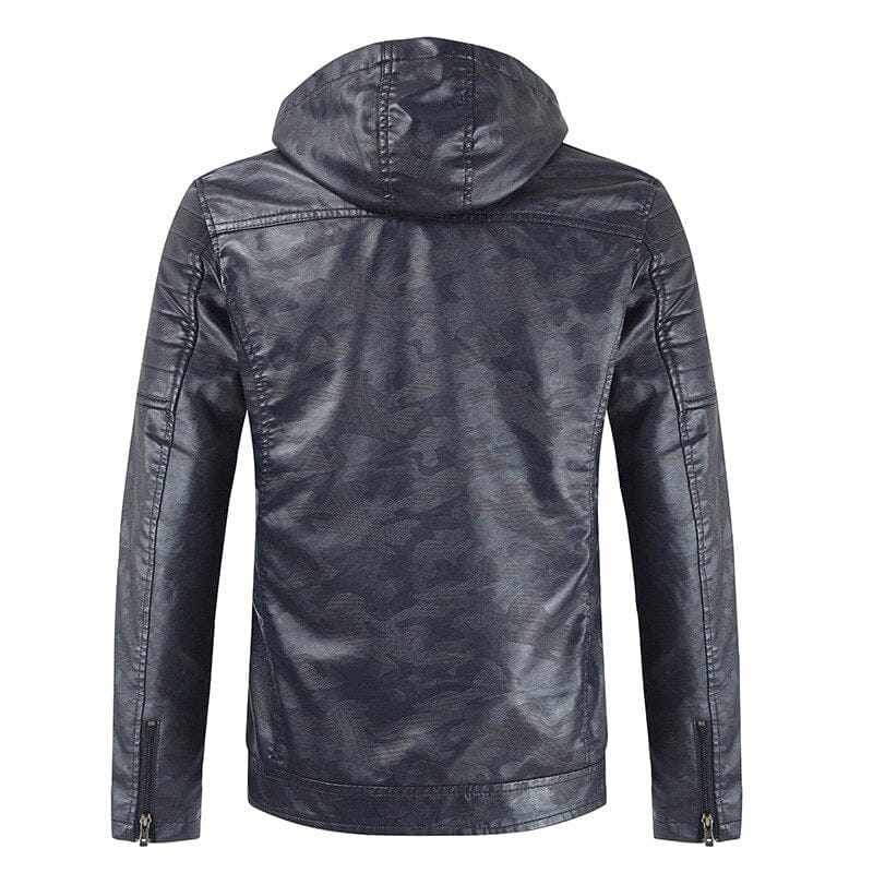 Men's Faux Leather Hooded Warm Winter Motorcycle  Jackets BENNYS 