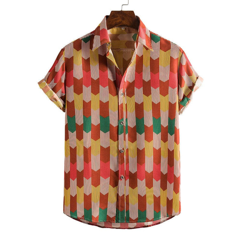 Men's Hawaiian Shirt Short Sleeves Printed Button Down Summer Beach Shirts BENNYS 