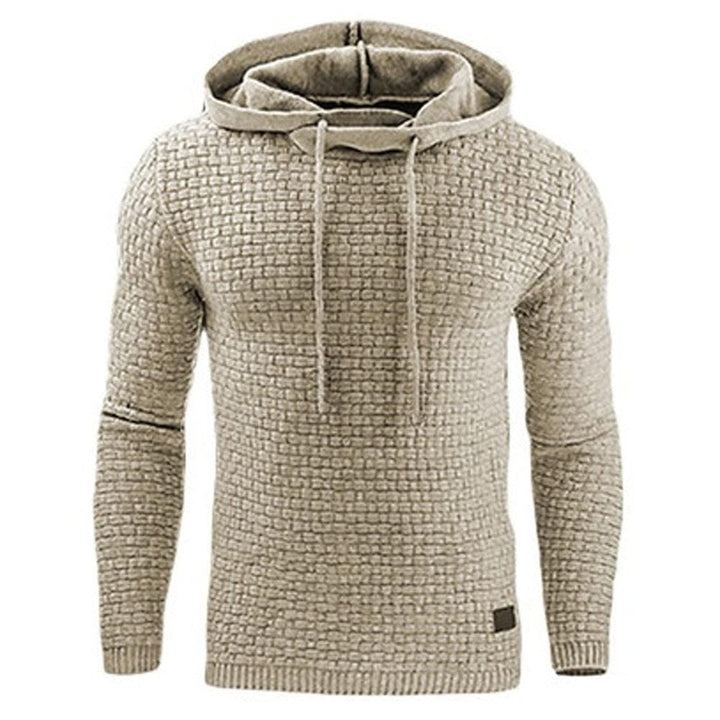 Men's Jacquard Sweater Long-sleeved Hoodie Warm Color Hooded Sweatshirt Jacket BENNYS 