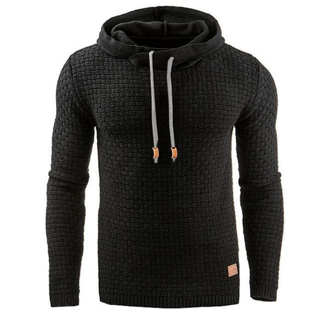 Men's Jacquard Sweater Long-sleeved Hoodie Warm Color Hooded Sweatshirt Jacket BENNYS 