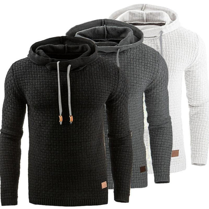 Men's Jacquard Sweater Long-sleeved Hoodie Warm Color Hooded Sweatshirt Jacket BENNYS 