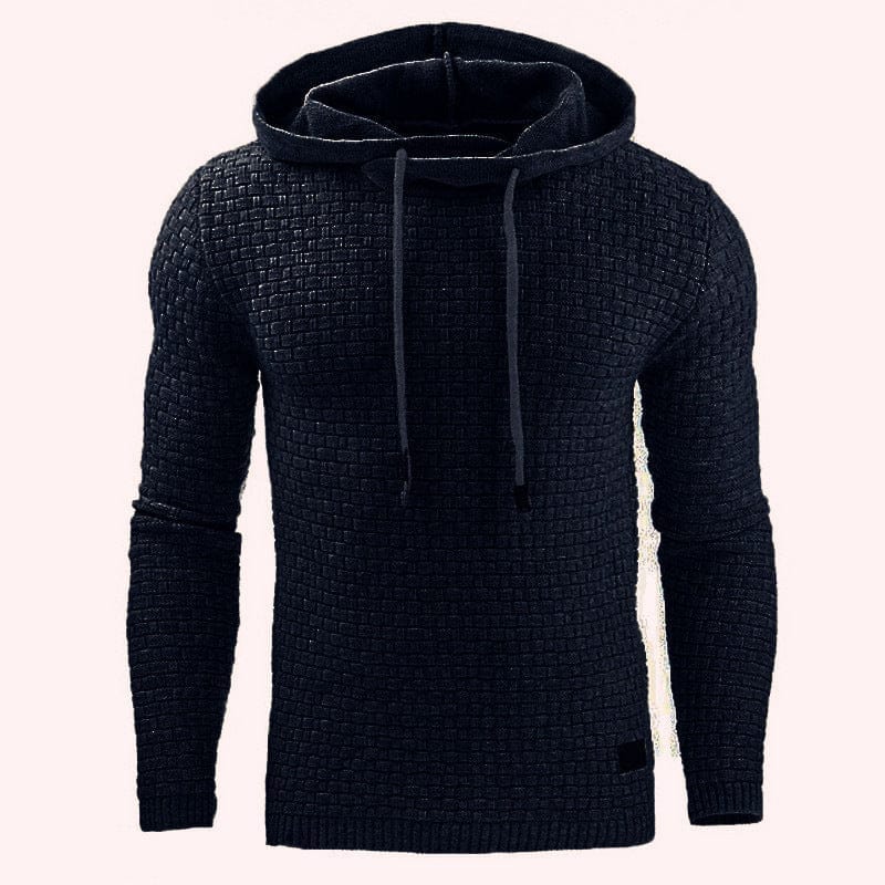 Men's Jacquard Sweater Long-sleeved Hoodie Warm Color Hooded Sweatshirt Jacket BENNYS 