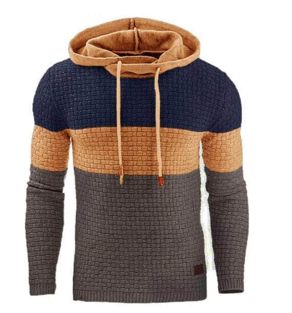 Men's Jacquard Sweater Long-sleeved Hoodie Warm Color Hooded Sweatshirt Jacket BENNYS 