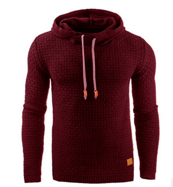 Men's Jacquard Sweater Long-sleeved Hoodie Warm Color Hooded Sweatshirt Jacket BENNYS 