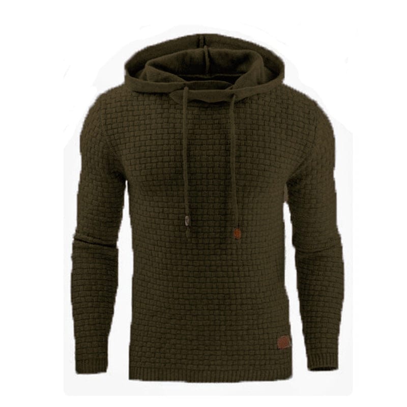 Men's Jacquard Sweater Long-sleeved Hoodie Warm Color Hooded Sweatshirt Jacket BENNYS 