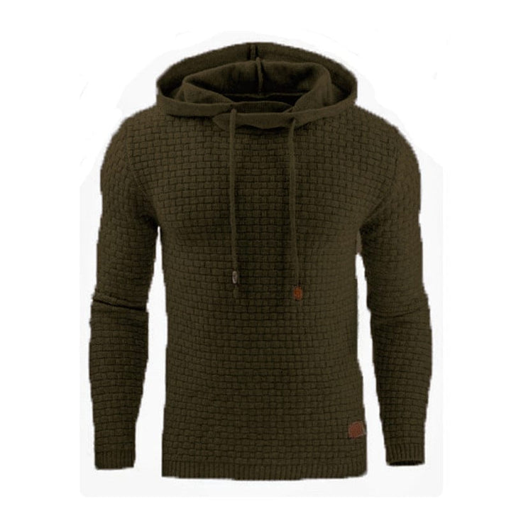 Men's Jacquard Sweater Long-sleeved Hoodie Warm Color Hooded Sweatshirt Jacket BENNYS 