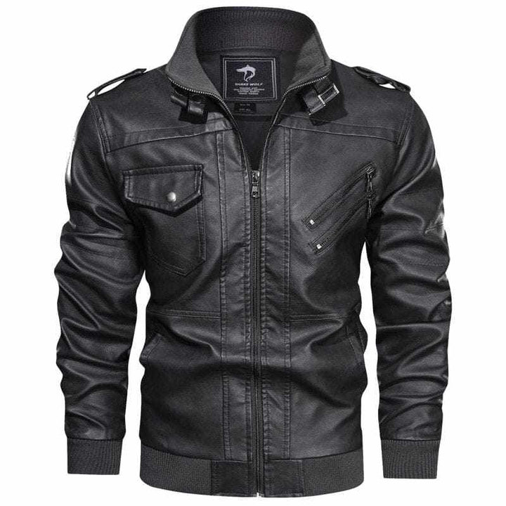 Men's Leather Motorcycle Stand Collar Faux Leather Fashion Outerwear S-3XL BENNYS 