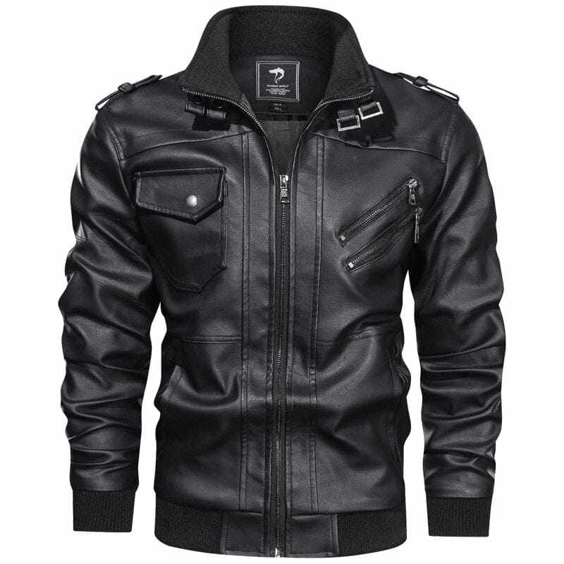 Men's Leather Motorcycle Stand Collar Faux Leather Fashion Outerwear S-3XL BENNYS 