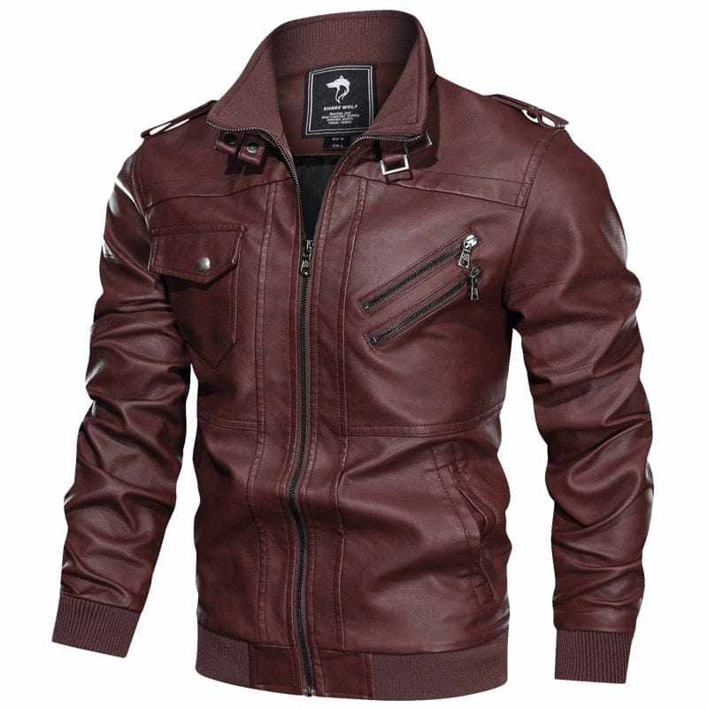 Men's Leather Motorcycle Stand Collar Faux Leather Fashion Outerwear S-3XL BENNYS 