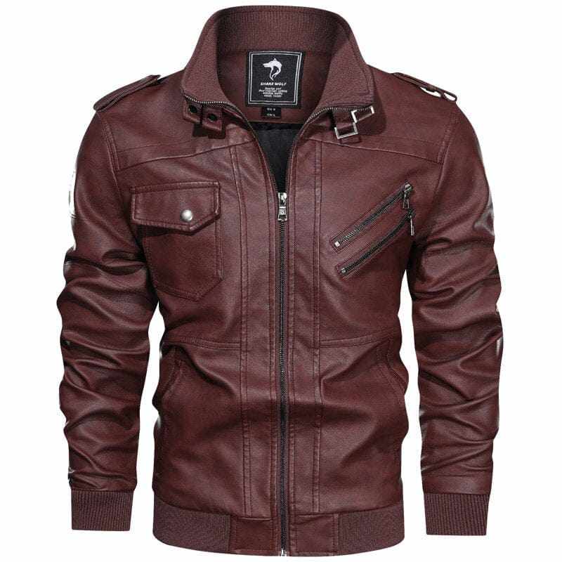 Men's Leather Motorcycle Stand Collar Faux Leather Fashion Outerwear S-3XL BENNYS 