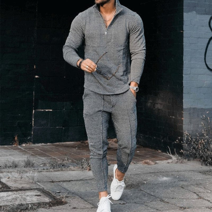Men's  Long Sleeve Fashion Casual Half Zipper Stand Collar Suit BENNYS 