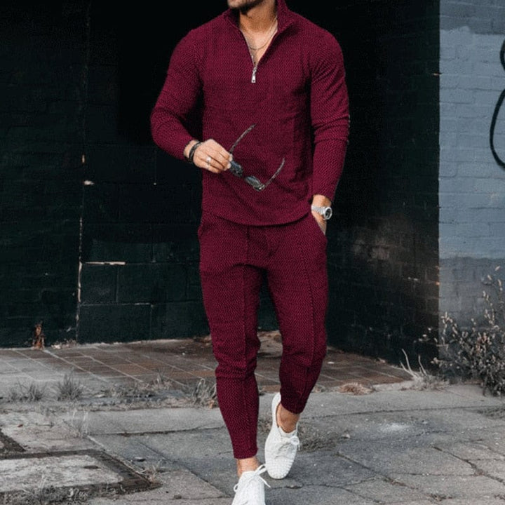 Men's  Long Sleeve Fashion Casual Half Zipper Stand Collar Suit BENNYS 