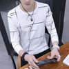 Men's Long Sleeve T-shirt Stripe Shirt New O-Neck Casual Pink White & Black BENNYS 