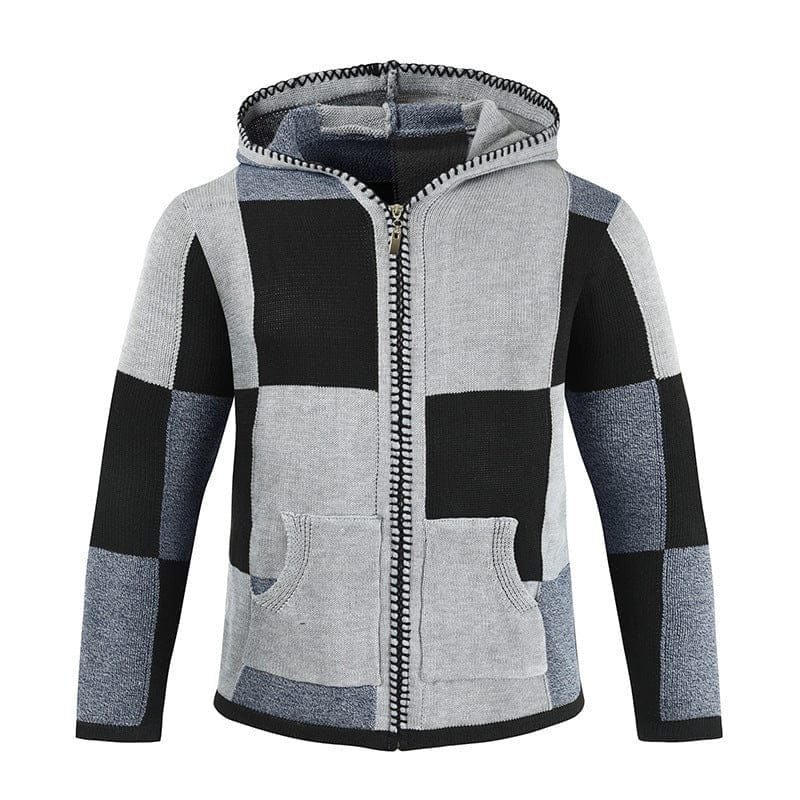 Men's Long Sleeved Hooded Round Neck Cardigan Sweater Coat BENNYS 